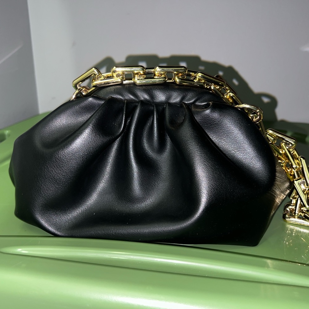 Black Leatherette Clutch with Gold Chain Target Buy